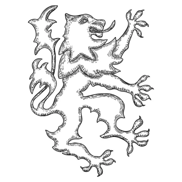 Heraldic Tiger Drawing Insignia Sign Emblem Symbol Tiger Cat Vector — Stock Vector