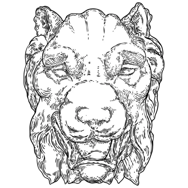 Desenho Decorativo Cabeça Tigre Cara Gato Felino Grande Feita Pedra —  Vetores de Stock