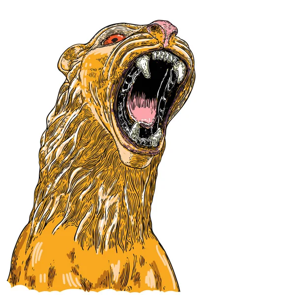 Kaplan Surat Çizimi Renkli Kaplan Kafası Büyük Vahşi Kedi Portresi — Stok Vektör