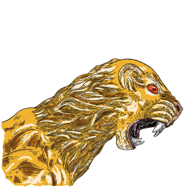 Ilustracja Twarzy Tygrysa Kolorowa Głowa Tygrysa Portret Dużego Dzikiego Kota — Wektor stockowy