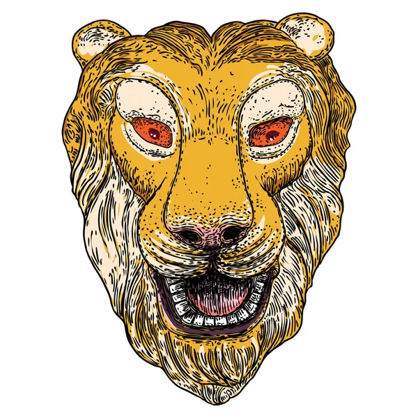 Иллюстрация Лица Тигра Цветная Голова Тигра Портрет Большой Дикой Кошки — стоковый вектор