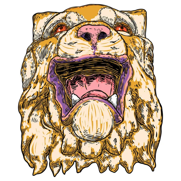 Tigre Rugiendo Ilustración Cara Cabeza Tigre Gruñido Color Retrato Gato — Archivo Imágenes Vectoriales
