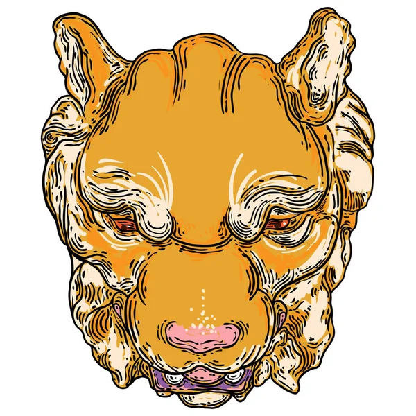 Tygří Hlava Dekorativní Řvoucí Kočičí Tvář Pro Symboly Odznaky Nebo — Stockový vektor