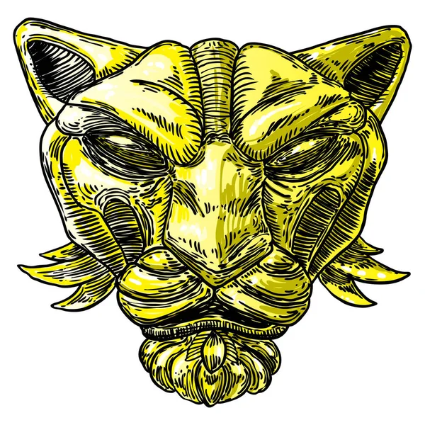 Dibujo Tigre Heráldico Signo Insignia Símbolo Emblema Tigre Gato Vector — Vector de stock