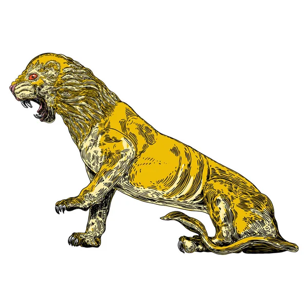 Tigre Rugissant Dessin Sur Fond Blanc Illustration Tigre Grognant Colère — Image vectorielle