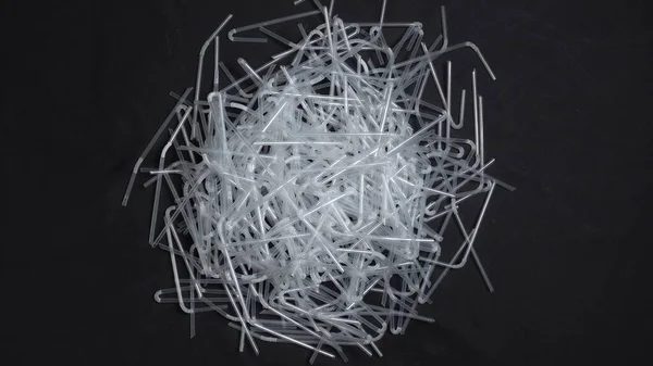 Słomki Tworzywa Sztucznego Picia Jednorazowe Plastikowe Spinning Stole Kontekst Dla — Zdjęcie stockowe