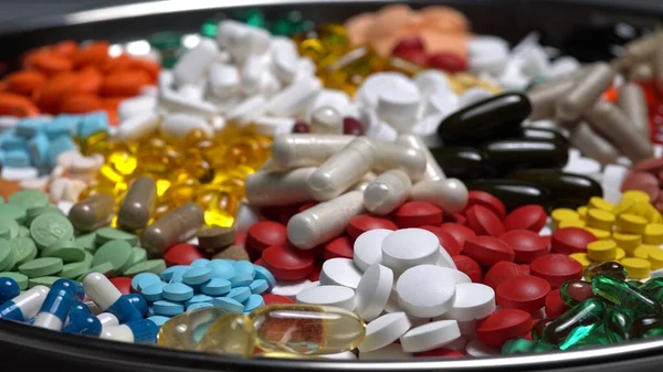 Extreme Close Various Pills Macro Shot Multicolour Household Medications Medical — Stock Photo, Image