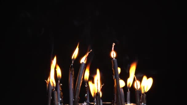 Candele Magiche Nere Con Sfondo Scuro Fuoco Selettivo Magico Concetto — Video Stock