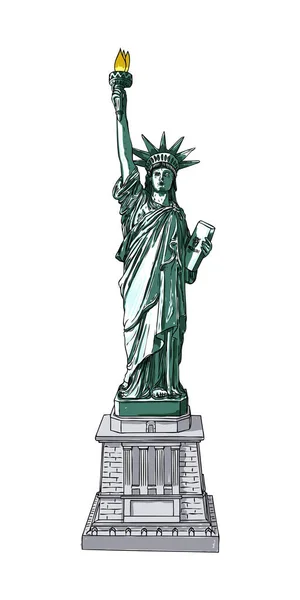 Kresba Sochy Svobody Barvě Pro Národní Plakáty Červenec Spojené Státy — Stockový vektor