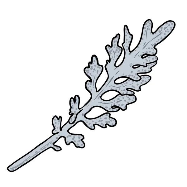 Ντάστι Μίλερ Κλαδί Φύλλων Ασημένια Φύλλα Αγριόχορτου Χειροποίητο Σχέδιο Του — Διανυσματικό Αρχείο