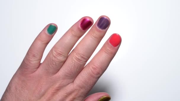 Man Hand Gay Pride Flag Fingernails Colors Gender Fluid Transgender — Stock Video