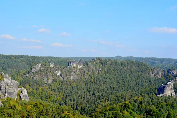 Saxon Switzerland Baviera Alemanha Outubro 2015 Elba Sandstone Mountains Parque — Fotografia de Stock