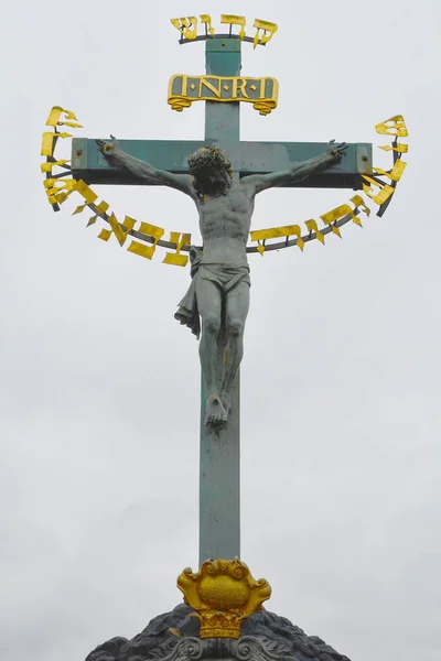 Prague Czech Republic October 2015 17Th Century Crucifixion Statue Hebrew Stock Photo
