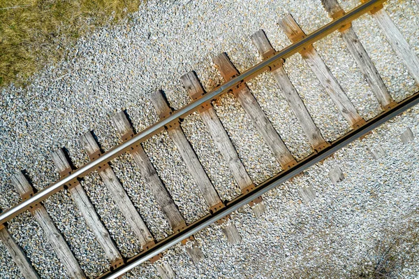View Old Abandoned Railroad Track Rusty Weathered Railway Track Rails — Stock Photo, Image
