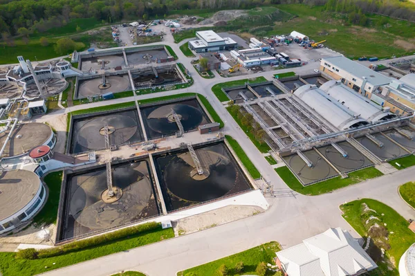 Moderna Estação Tratamento Águas Residuais Urbanas Instalação Purificação Água Processo — Fotografia de Stock