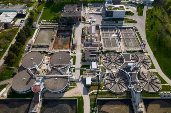Modern Urban Wastewater Treatment Plant Water Purification Plant Automatic Process — Fotografia de Stock