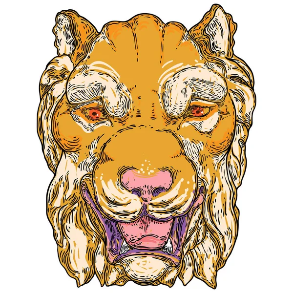 Illustration Visage Rugissant Tigre Couleur Grogner Tête Tigre Portrait Gros — Image vectorielle