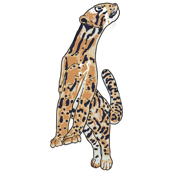 Leopard Wildkatze Handgezeichnete Skizze Eines Wolkigen Leoparden Vektor — Stockvektor