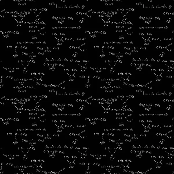 Handtekening Chemie Patroon Zwarte Achtergrond Terug Naar School Naadloos Patroon — Stockvector