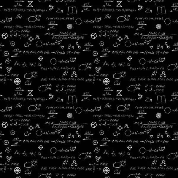 Безшовні Хімічні Писарі Шкільній Крейдяній Дошці Шаблон Формул Дошки Концепція — стоковий вектор