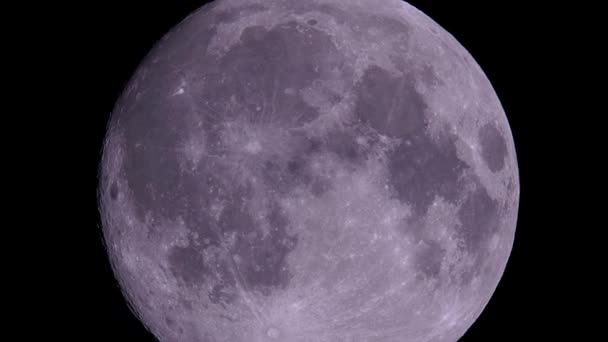 Luna Llena Sobre Fondo Oscuro Del Cielo Negro Disparada Desde — Vídeo de stock