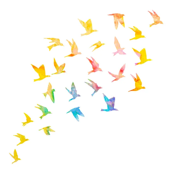 飛ぶ鳥の白い背景の水彩画のシルエット 心に強く訴える水彩絵の具トレンディなボディ フラッシュ一時ステッカー テンプレート タトゥー アート ベクトル — ストックベクタ