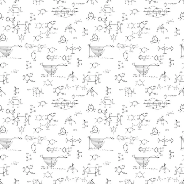 Hand Zeichnen Chemie Muster Auf Weißem Hintergrund Zurück Zur Schule — Stockvektor