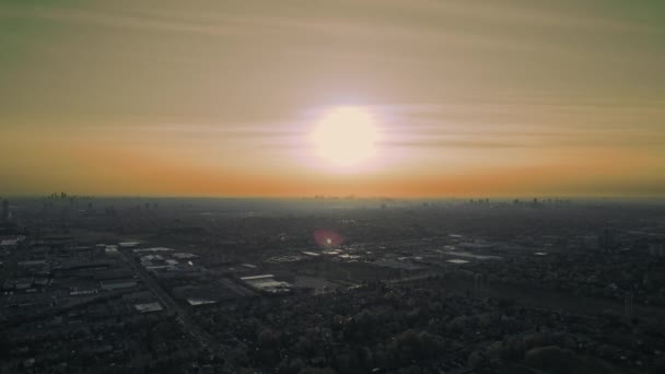 Résidentiel Banlieue Logement Quartier Zone Silhouette Heure Dorée Soleil Soir — Video