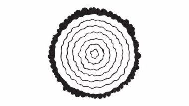 Ağaç daireli kütük gövdeleri yukarıdan hareketli animasyon arkaplanını durdurur. Ağaçların kesiştiği ağaç kesimi ağaç çağı halkaları dijital karikatür..