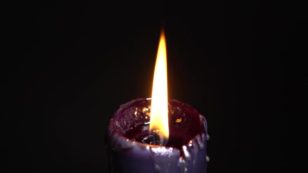 Vela Negra Enfoque Selectivo Altar Brujería Para Rituales Satánicos Fondo — Vídeo de stock