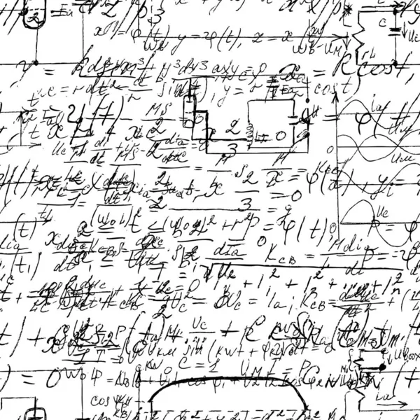 Math Seamless Styrelse Med Handskrivna Matematiska Och Fysik Formler Och — Stock vektor