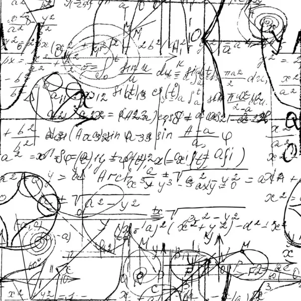 Matemáticas Patrón Sin Costura Patrón Sin Fin Con Escritura Mano — Archivo Imágenes Vectoriales
