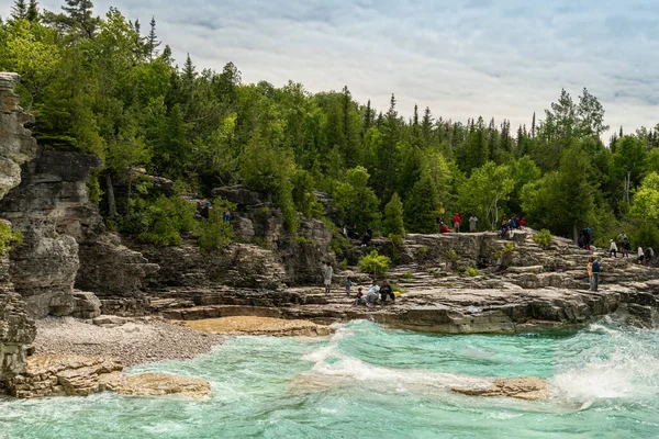 Parque Nacional Península Bruce Canadá Junho 2022 Águas Verdes Coloridas — Fotografia de Stock