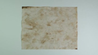 Calligraphy education on white background for keying. Ancient parchment papers, old weathered burnt textured paper. Paper for writing and book making.
