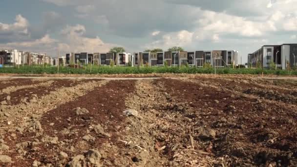 Urban Gardening Soil Vegetables Food Farming City Small Urbanized Farm — Stock video