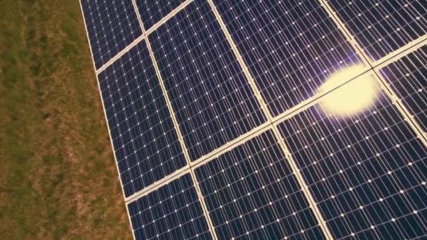 Violet Blue Purple Solar Panels Power Plant Field Sun Light — Video