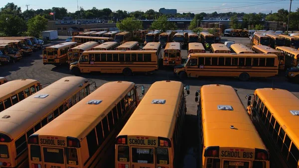 Toronto Ontario Canada September 2022 Yellow School Buses Parking Golden — стоковое фото