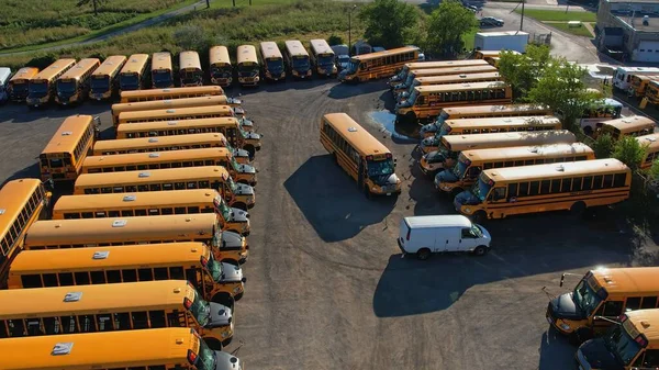 Toronto Ontario Canada September 2022 Yellow School Buses Parking Golden — стоковое фото