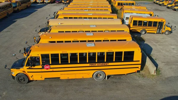 Toronto Ontario Canada September 2022 Yellow School Buses Parking Golden — Foto Stock