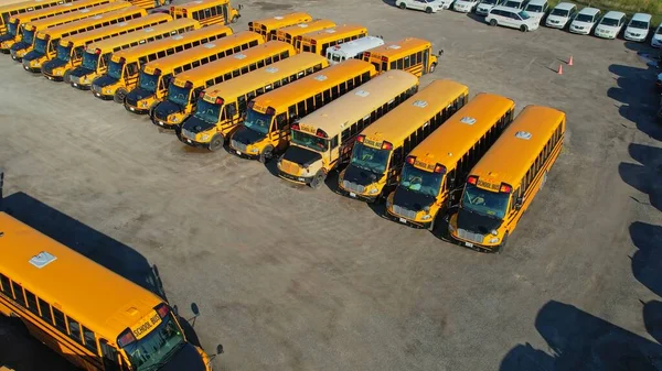 Toronto Ontario Canada September 2022 Row Filled Many School Bus — стоковое фото
