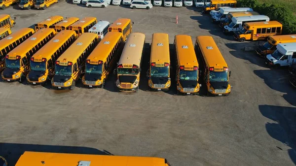 Toronto Ontario Canada September 2022 Parking Full School Buses Waiting — стоковое фото