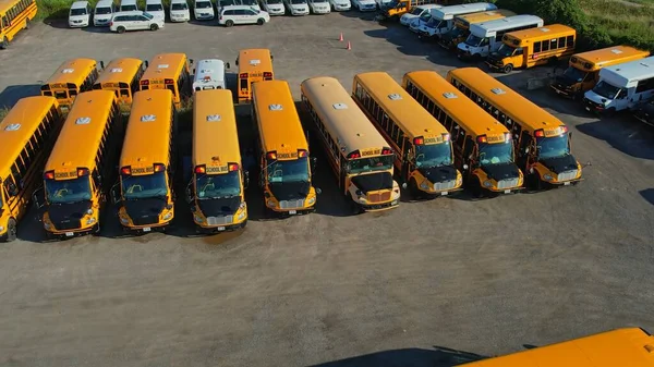 Toronto Ontario Canada September 2022 Row Filled Many School Bus — Stockfoto