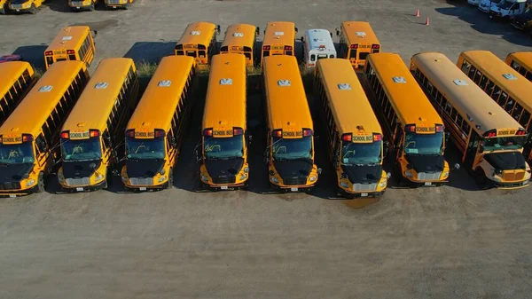 Toronto Ontario Canada September 2022 Row Filled Many School Bus — Φωτογραφία Αρχείου