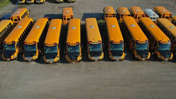 Toronto Ontario Canada September 2022 Parking Full School Buses Waiting — Fotografia de Stock