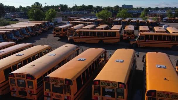 Toronto Ontario Canada September 2022 Parking Full School Buses Waiting — Stok video