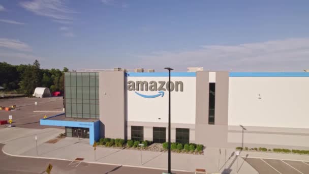 Toronto Ontario Canada September 2022 Amazon Warehouse Symbol Blue Logo — Stock Video