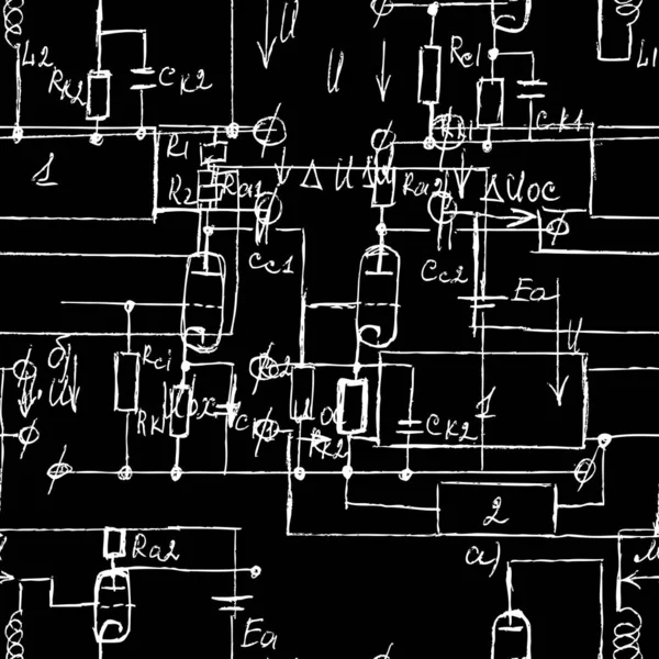 Padrão Sem Emenda Sem Fim Fundo Com Fórmulas Matemáticas Manuscritas —  Vetores de Stock