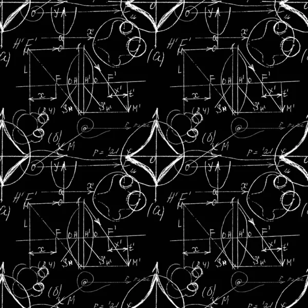 Бесшовный Бесконечный Фон Шаблона Рукописными Математическими Формулами Математическими Отношениями Правилами — стоковый вектор