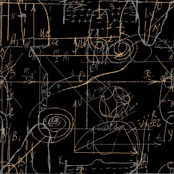 Бесшовный Шаблон Математики Геометрии Бесконечный Почерк Рисование Различных Решений Графов — стоковый вектор