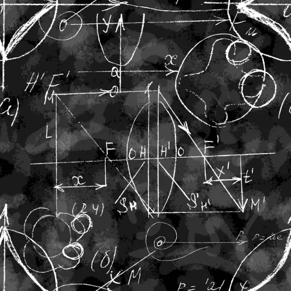 Бесшовный Бесконечный Фон Шаблона Рукописными Математическими Формулами Математическими Отношениями Правилами — стоковый вектор